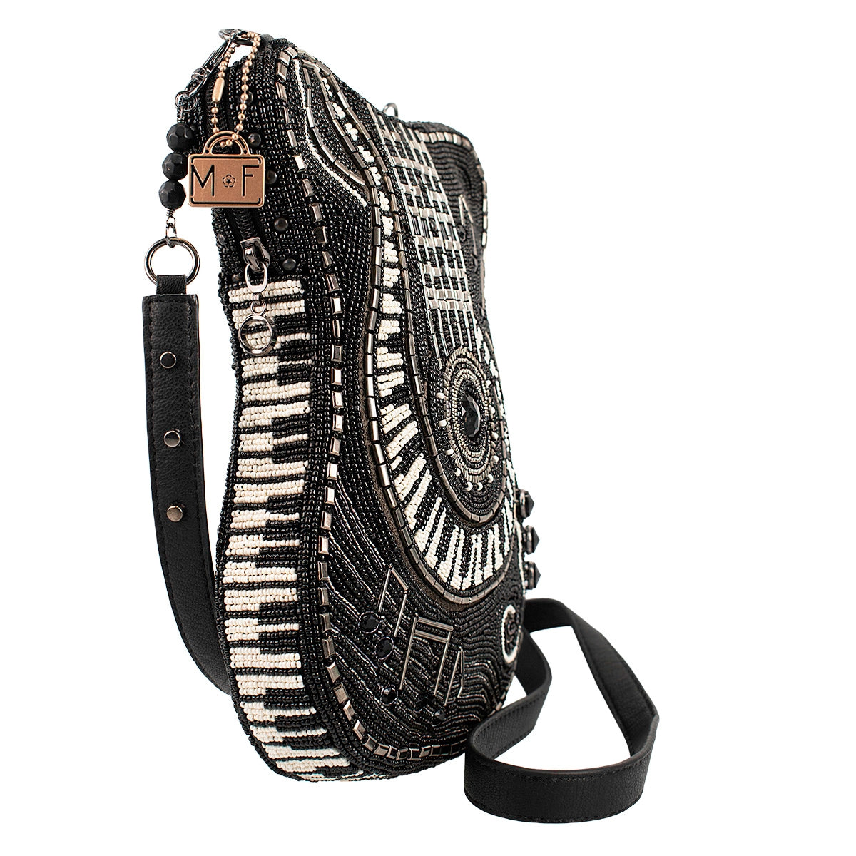 Mary Frances - Noteworthy Guitar and Piano Keys Beaded Crossbody Handbag