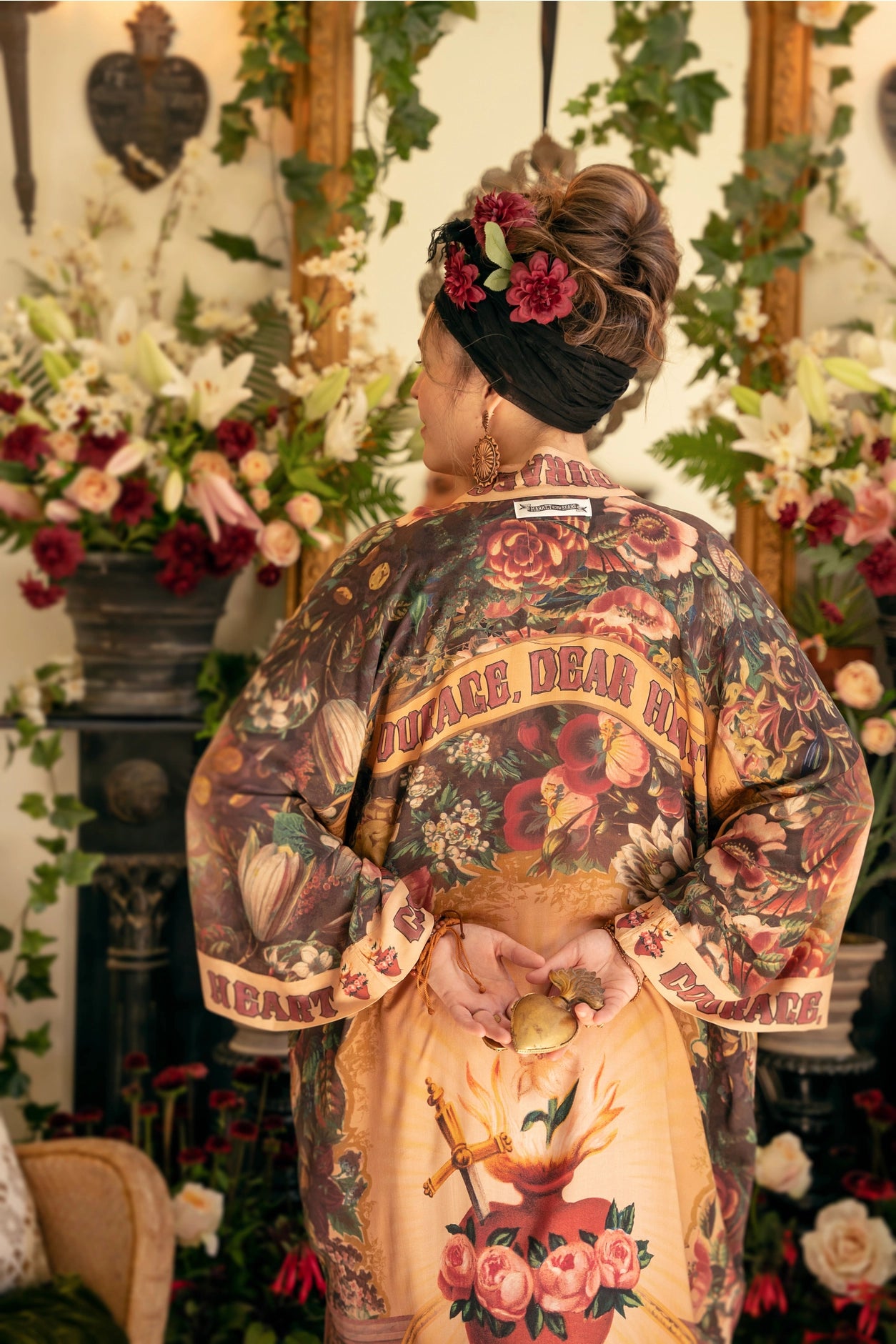 Courage Dear Heart Opera Duster Kimono Robe w/ Sacred Heart- Preorder Ships August 1 - 30th