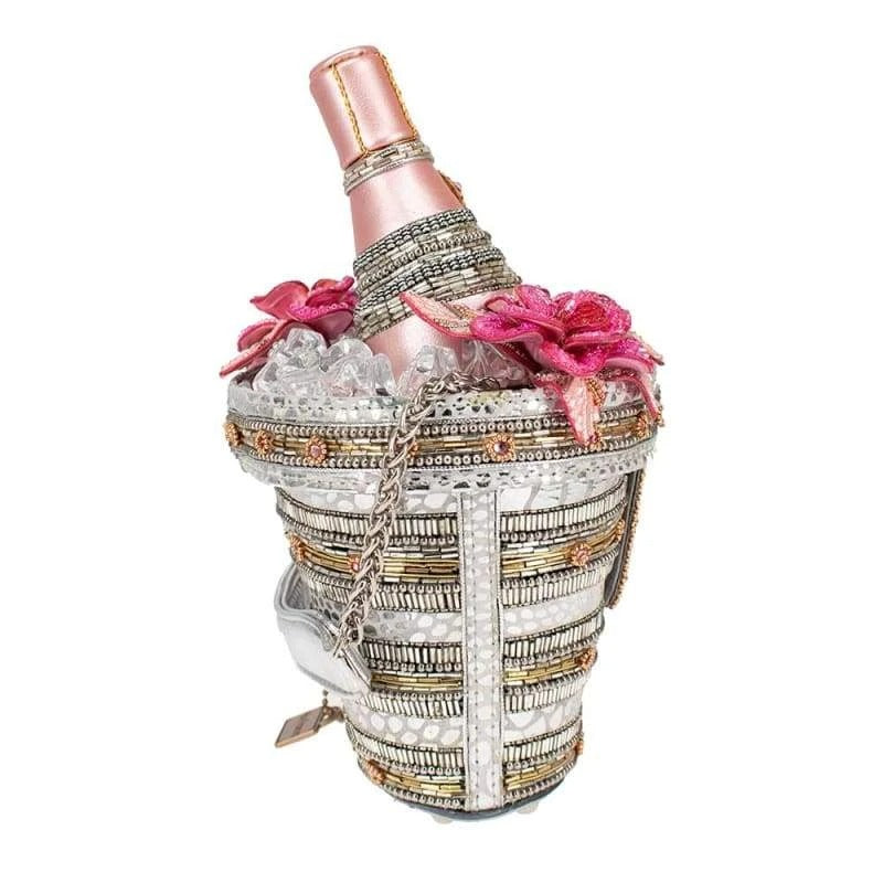 Mary Frances - Champagne On Ice Beaded Bottle and Bucket Top-Handle Bag