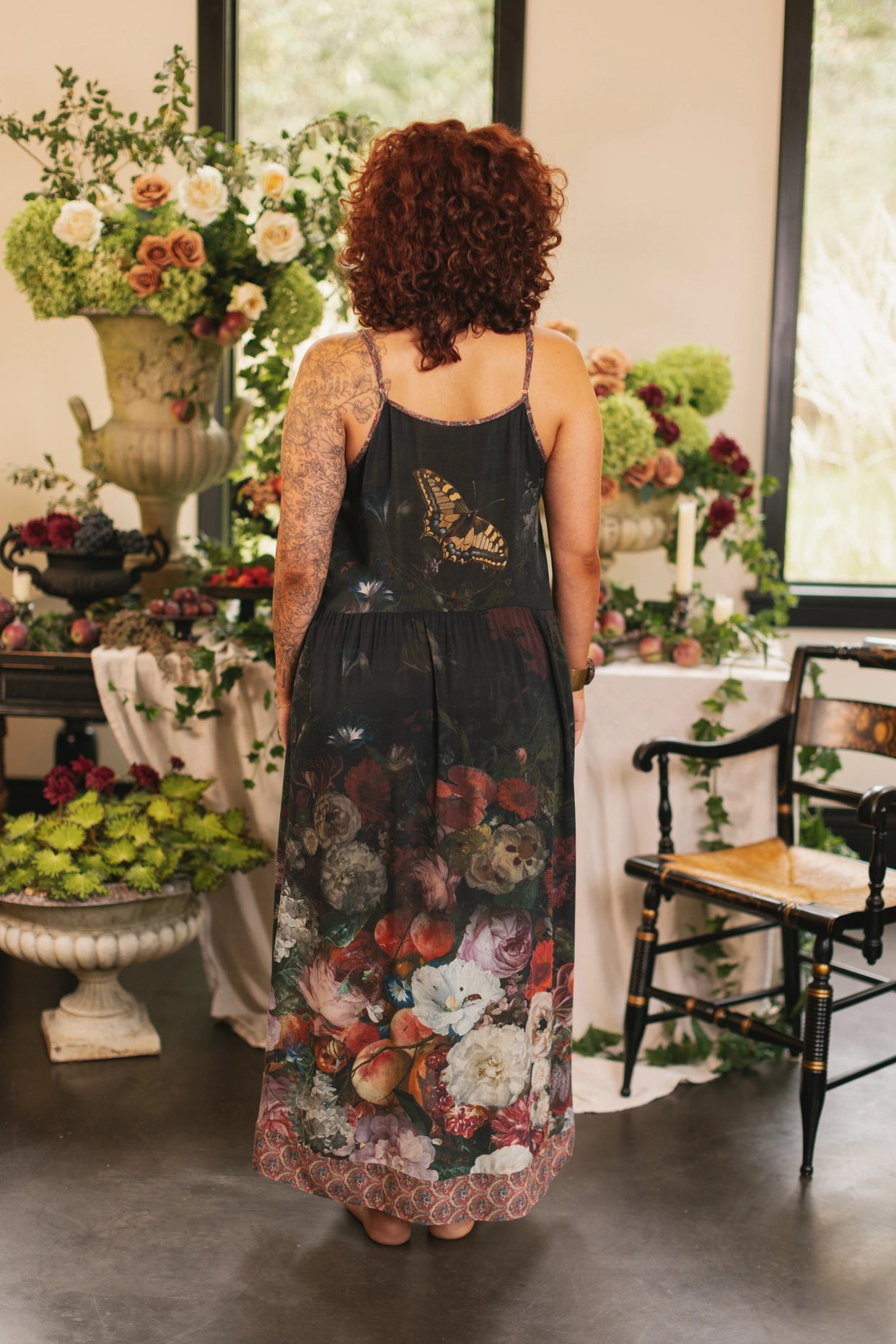 Flight of Fancy Bohéme Long Maxi Slip Dress With Hummingbirds - Pre-Order - Ships In May