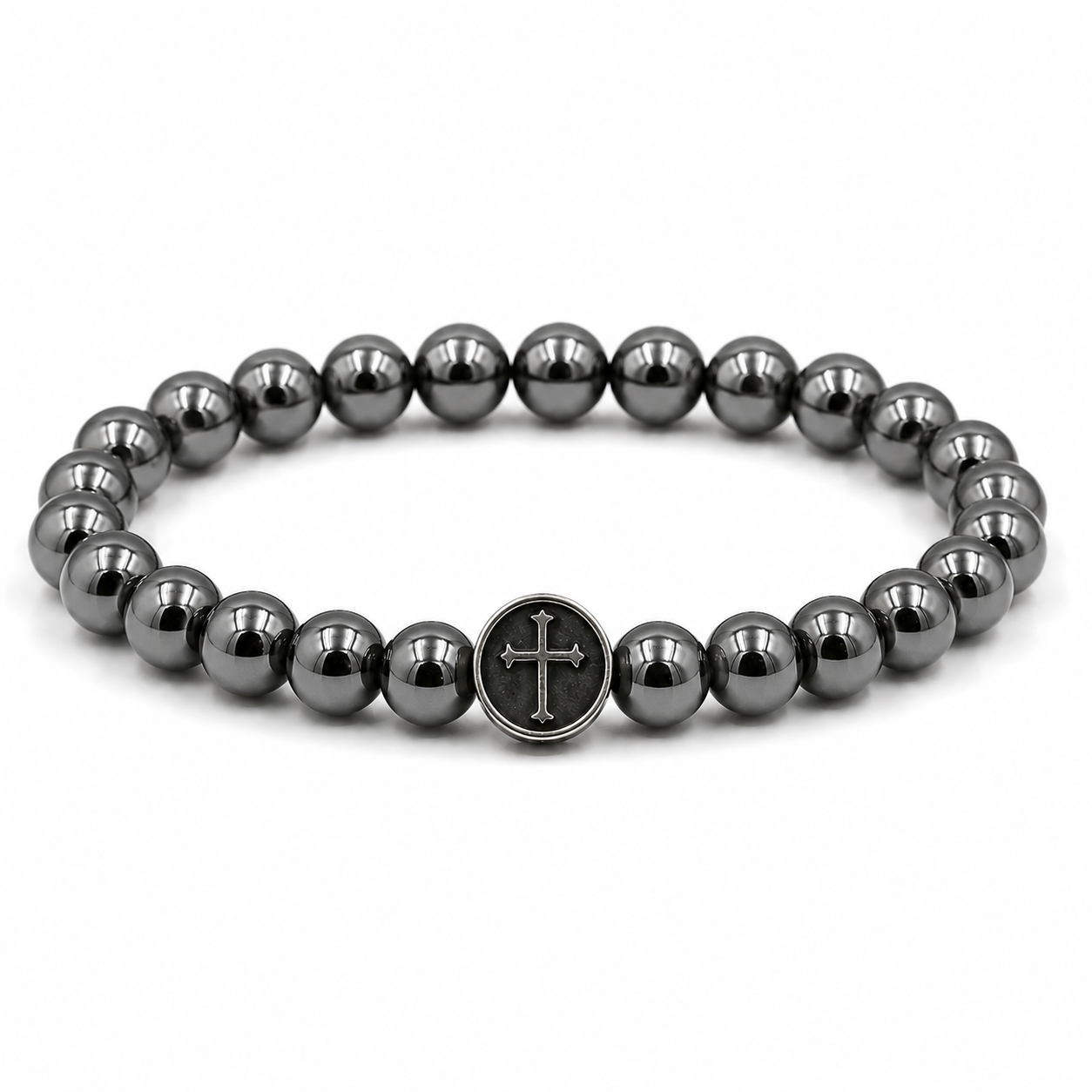 Hematite Cross Bracelet