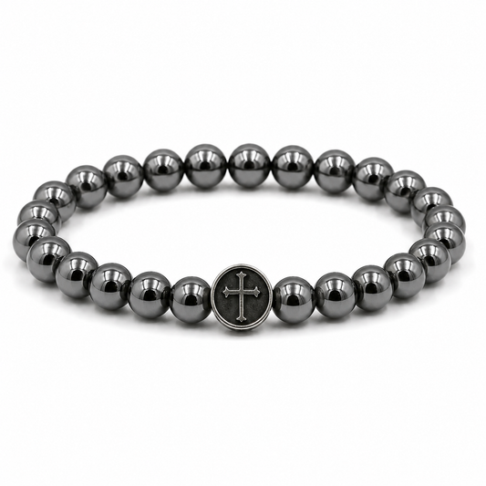Hematite Cross Bracelet