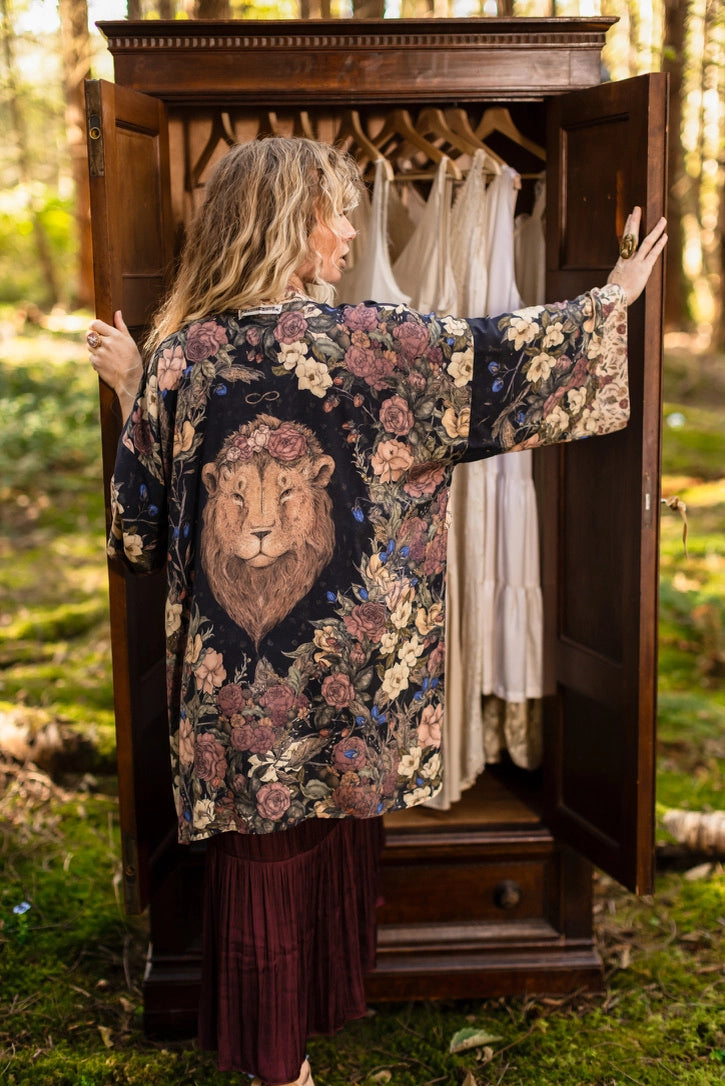 Lionheart Matinée Duster w/ Florals & Narnia Inspired Print - Pre Order - Ships in March 2026