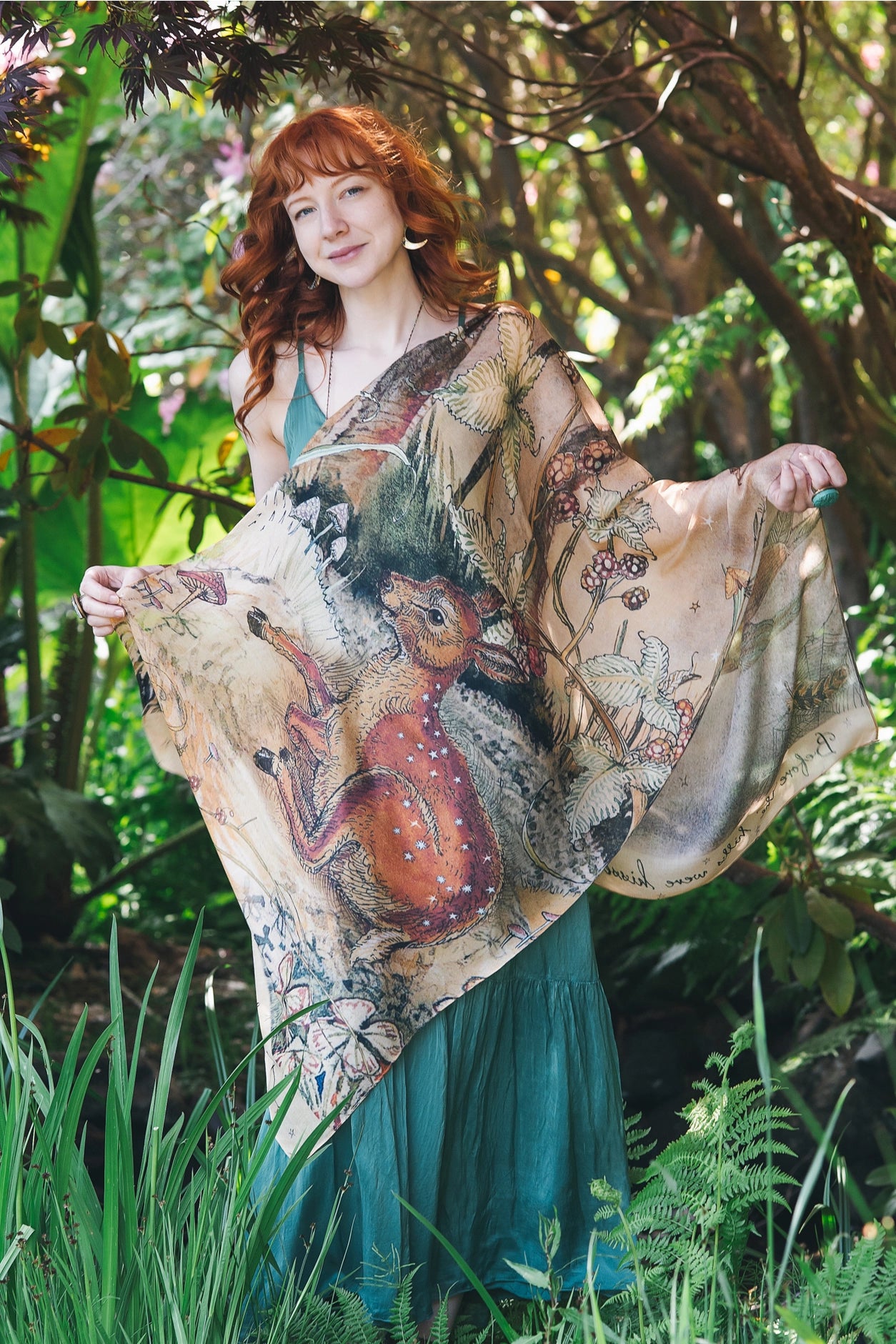 Lovelight Scarf with Woodland Deer, Swallow & Poetry Pre-Order Ships October 2025