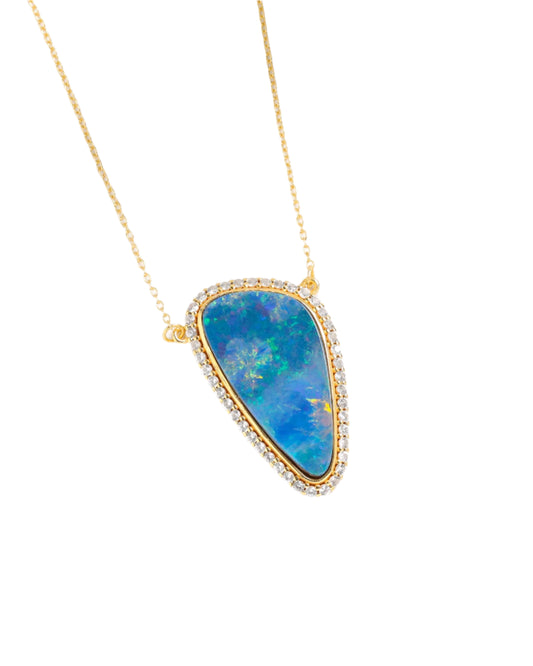 Australian Opal Halo Necklace Only 1 Available