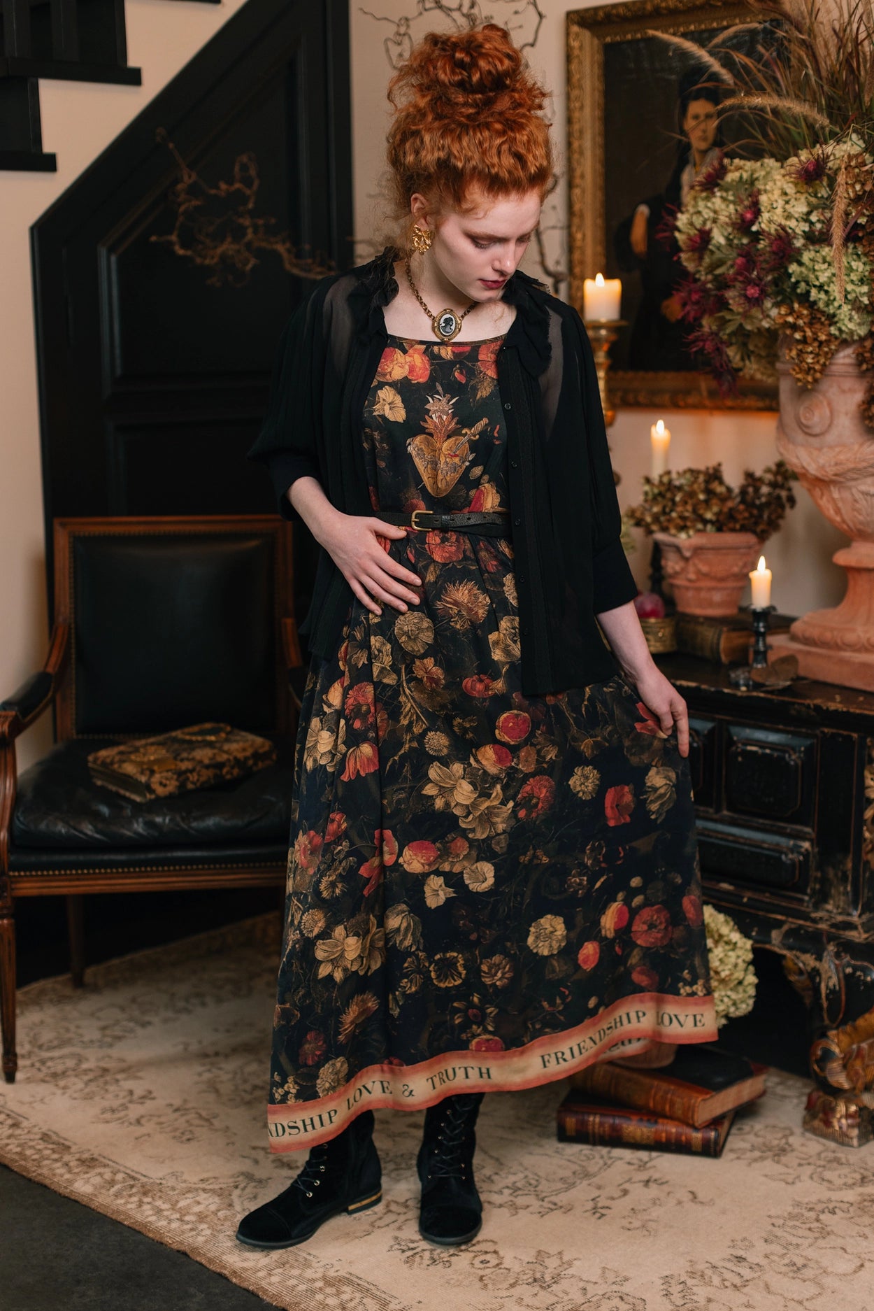 Heart of Gold Bohéme Long Maxi Slip Dress w/ Sacred Heart Pre-Order Ships In September
