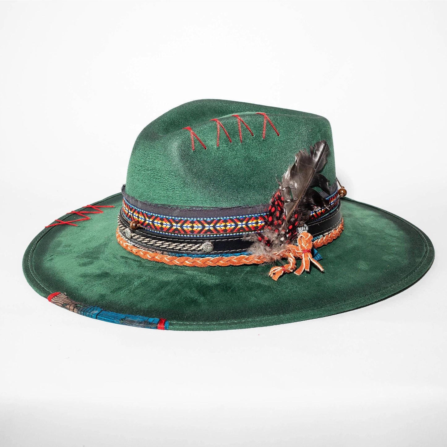 Top Quality Vegan Suede Hat - Coachella Cowgirl Green