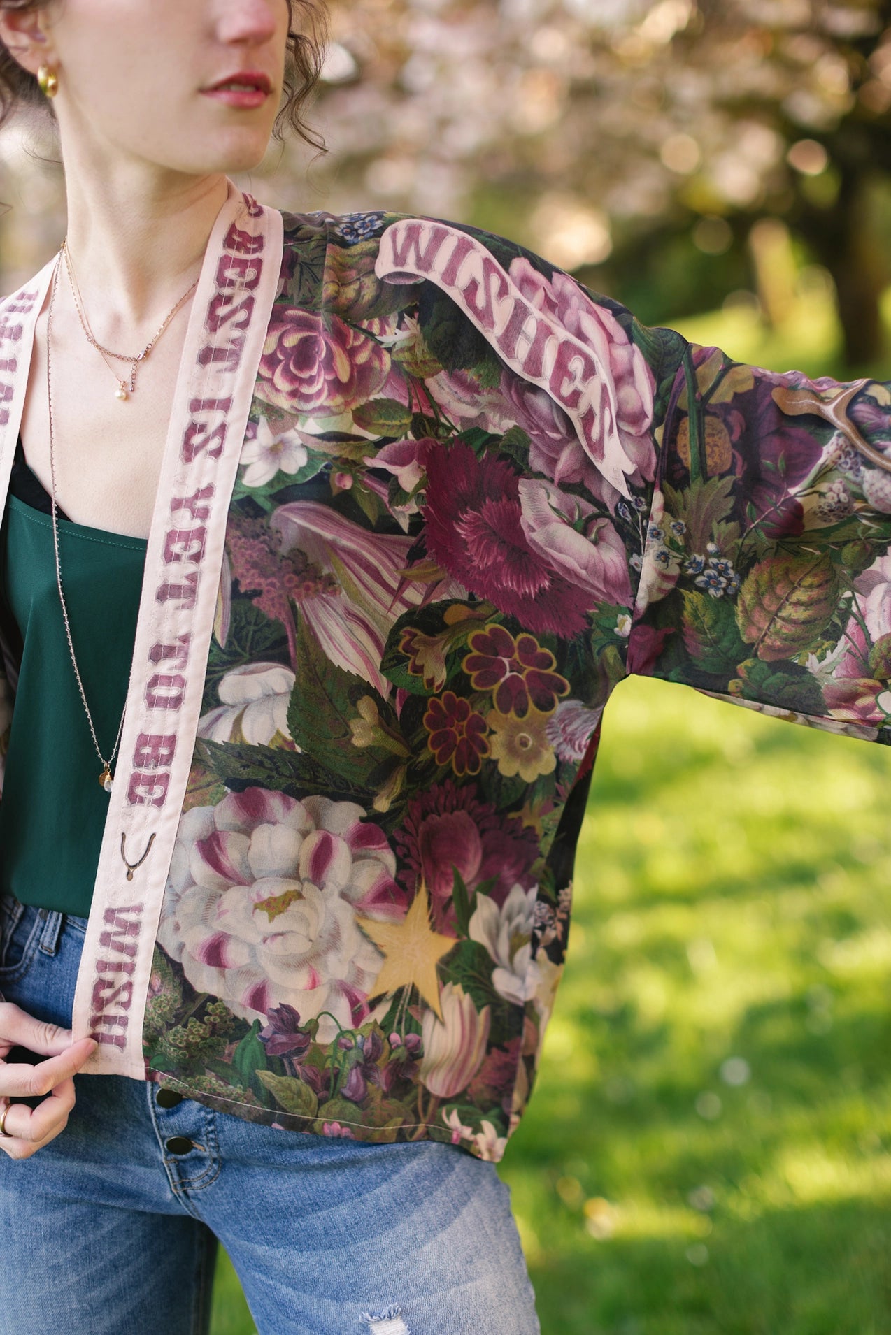 Make A Wish Floral Cropped Bamboo Kimono w/ Good Luck Charms Pre-Order Ships February 2025