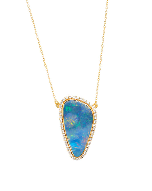 Australian Opal Halo Necklace Only 1 Available
