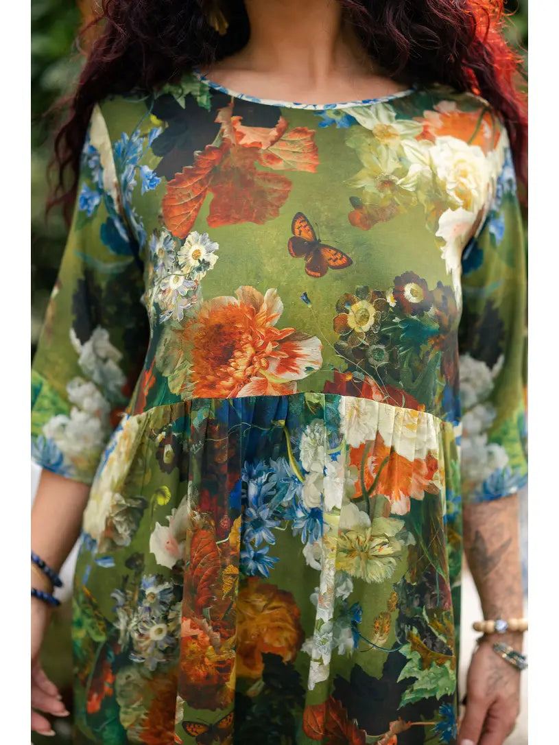 Flora Poetica Artist Dress Tunic w/ Pockets & Floral Print