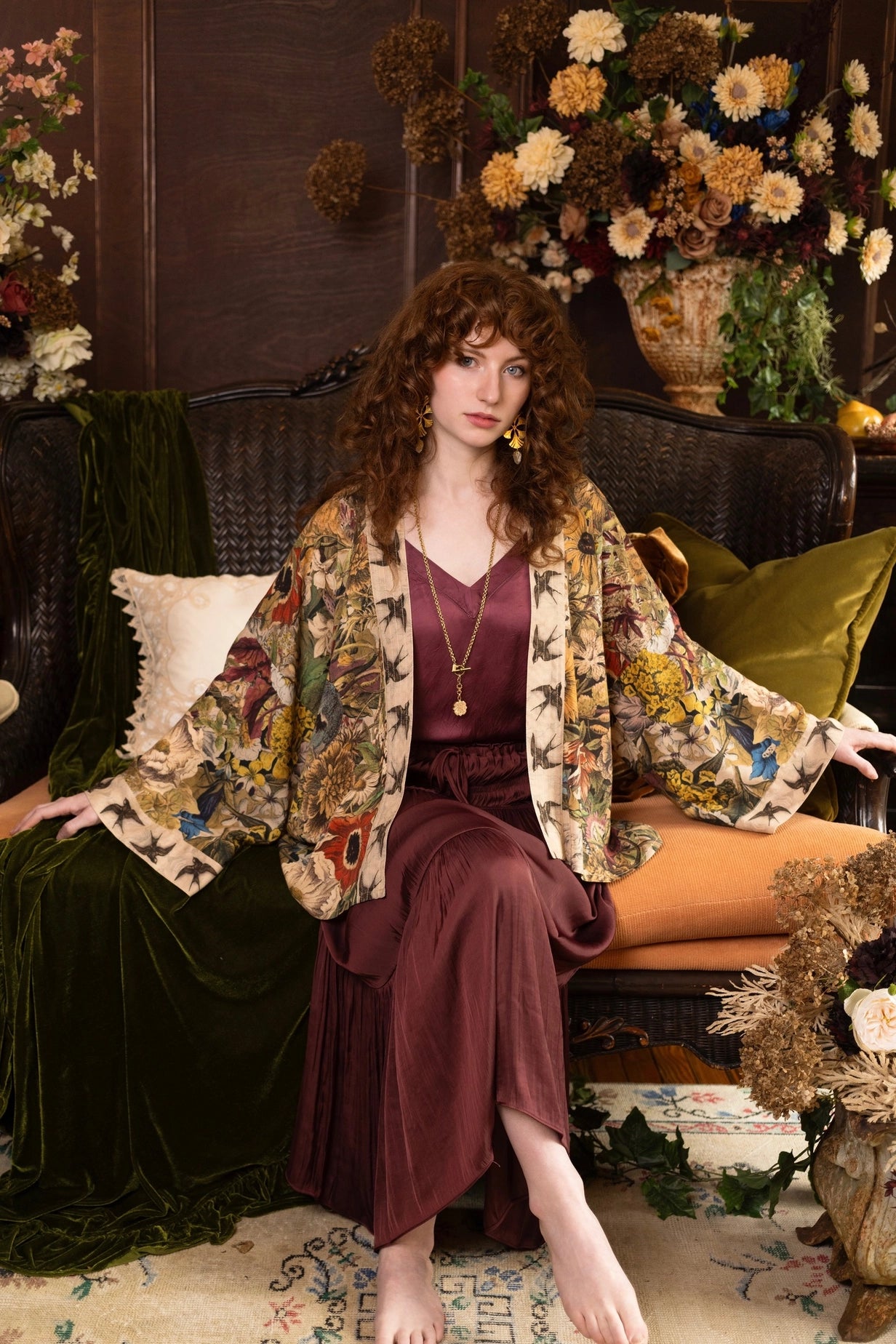Golden Hour Pixie Duster Crop Kimono w/ Floral Print Pre-Order - Ships August 2026