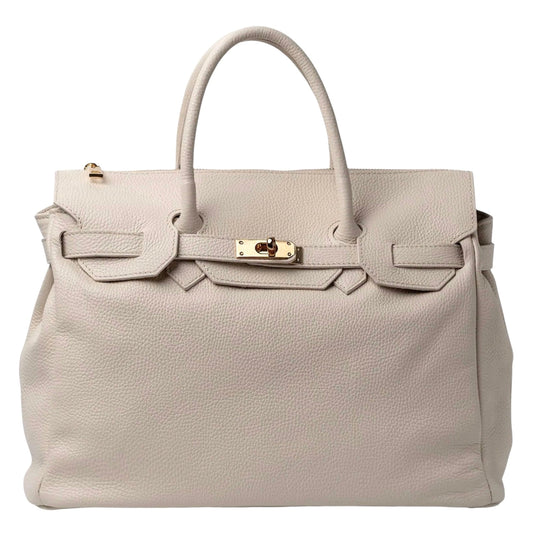 Beige Italian Dollaro Leather Handbag