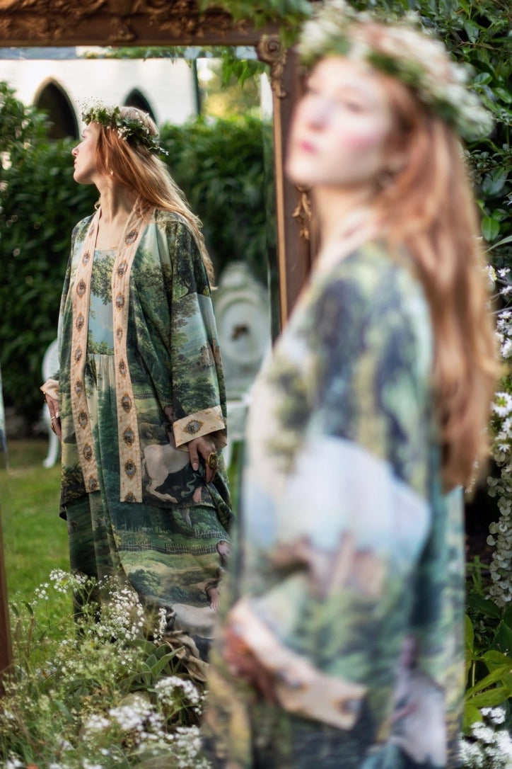 The Mythmaker Matinée Duster Kimono w/ Landscape & Unicorn Pre-Order Ship March 2026