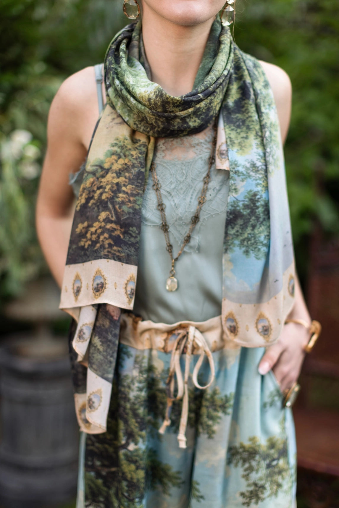 The Mythmaker Bohemian Scarf w/ Pastoral Landscape & Unicorn Pre-Order Ships March 2026