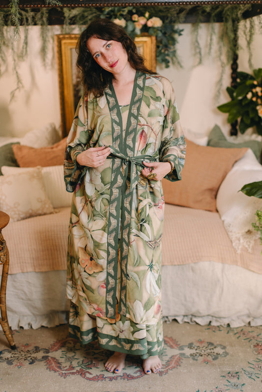 Fleur De Soleil Opera Duster Kimono Robe w/ Florals Pre-Order March 2026