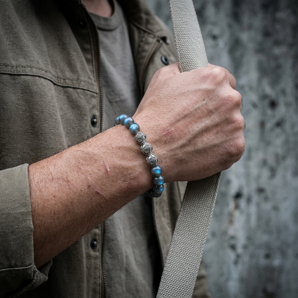 Flashy Blue Labradorite Gemstone Bracelet