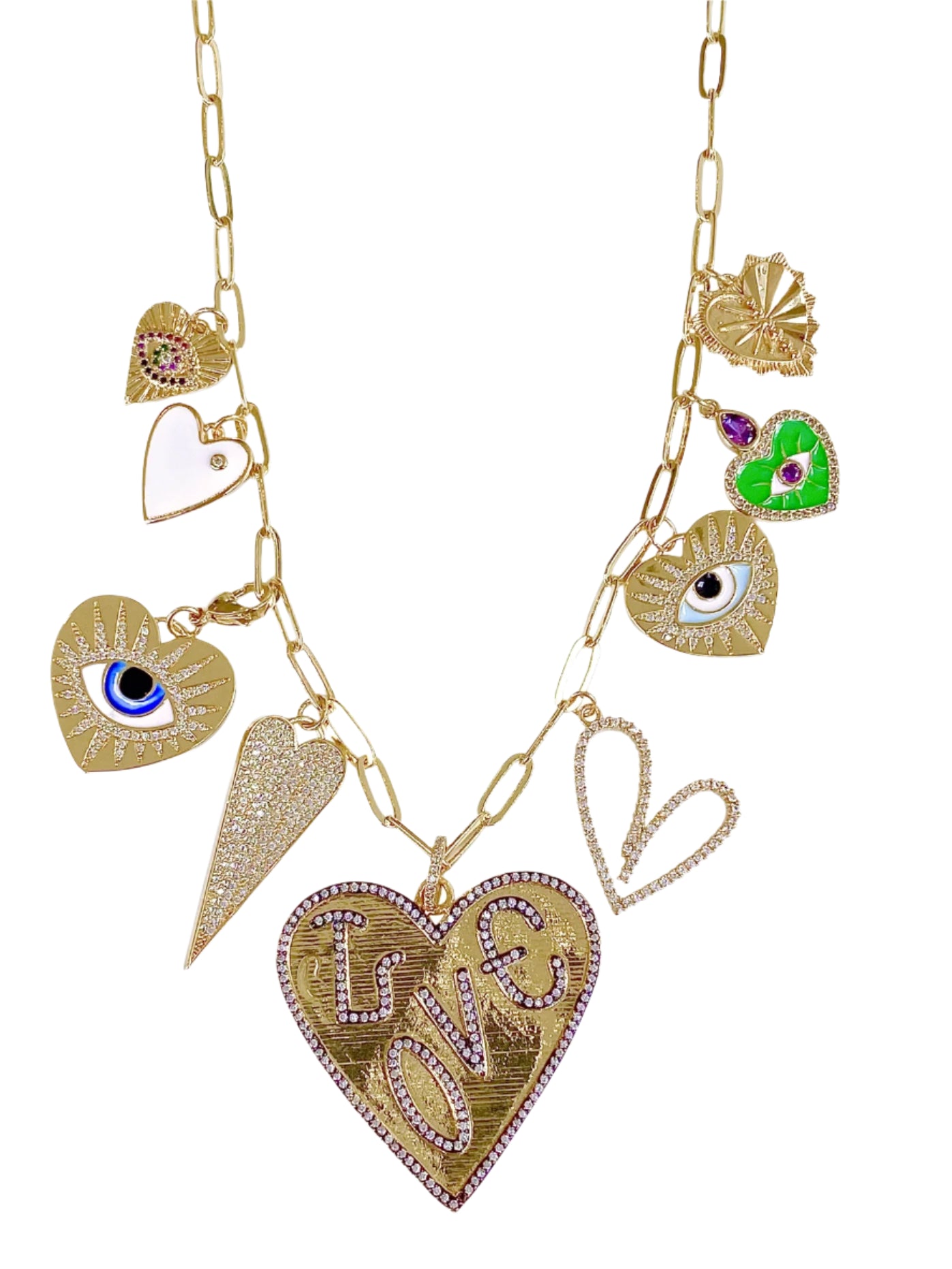 Heart Eye Charm Necklace