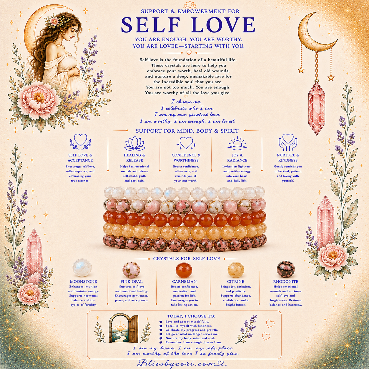 Self Love Gemstone Bracelet Stack