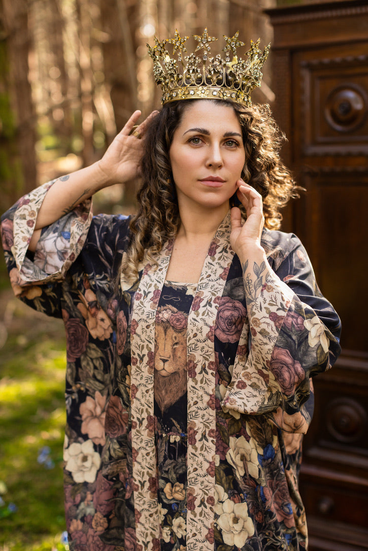 Lionheart Opera Duster w/ Botanicals & Narnia Inspired Print - Pre Order - Ships in March 2026