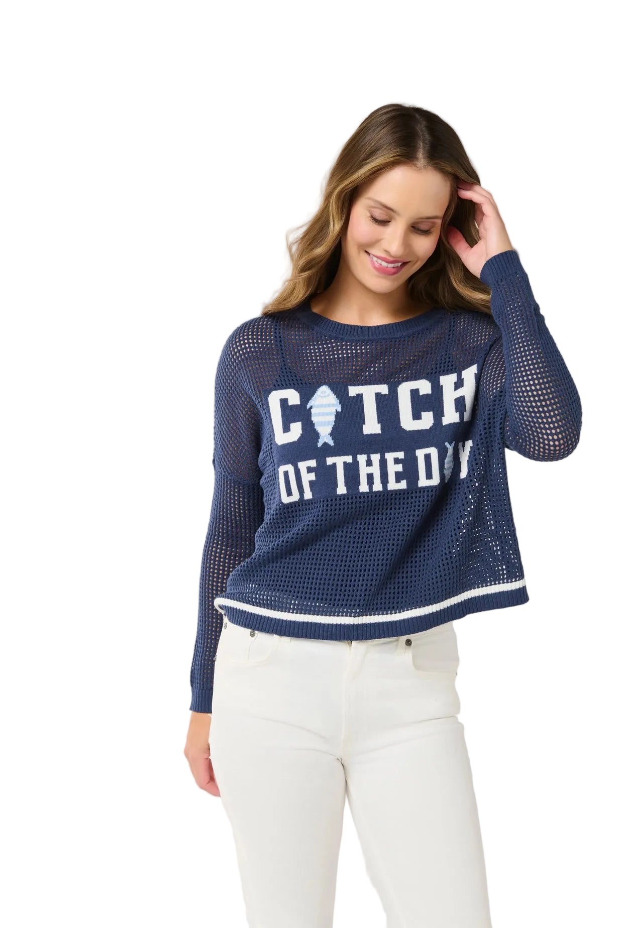 Catch Of The Day Mesh Sweater