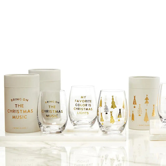 Bring on the Christmas Music Stemless Wine Glass – Holiday Gift