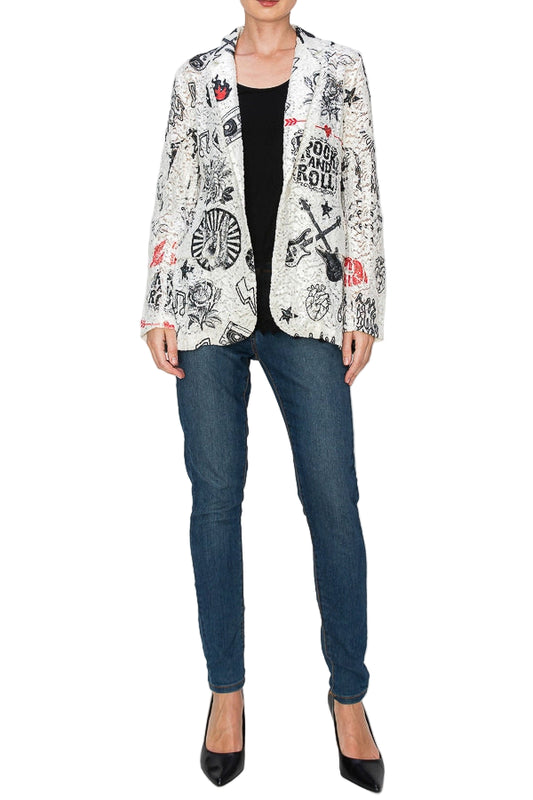 Rock And Roll Glam Sequin Embellished Lace Blazer Jacket - Ships Late September