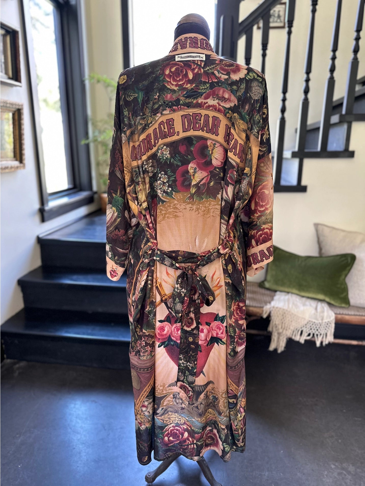 Market Of Stars Courage Dear Heart Boho Kimono Duster Robe with Sacred Heart - Preorder Ships August 1 - 30th