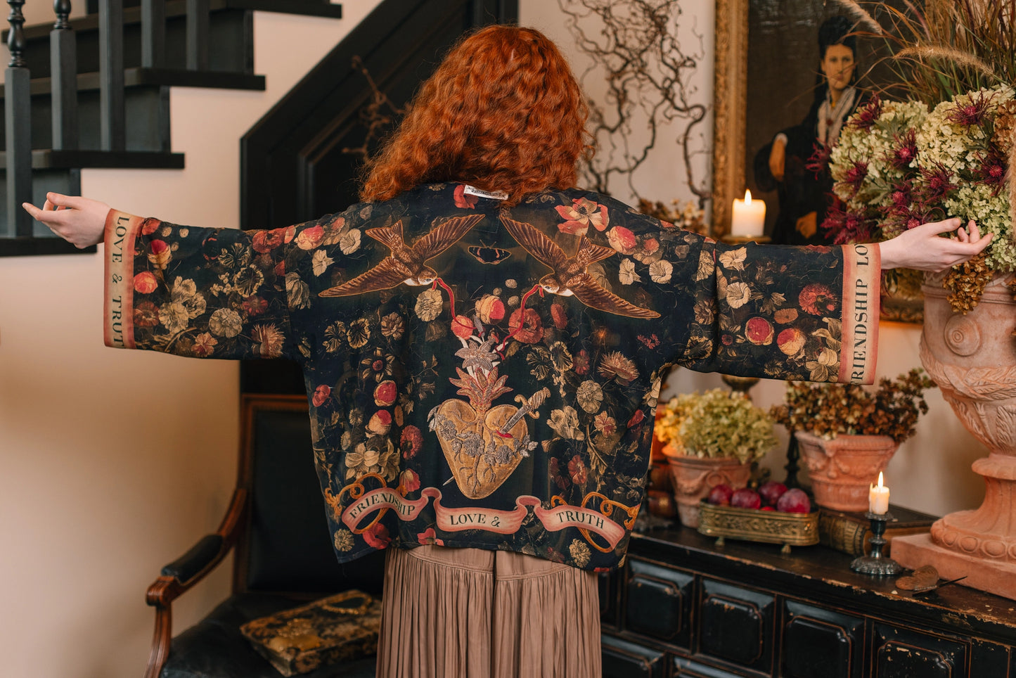 Heart of Gold Pixie Duster Crop Kimono w/ Sacred Heart Pre-Order Ships In September