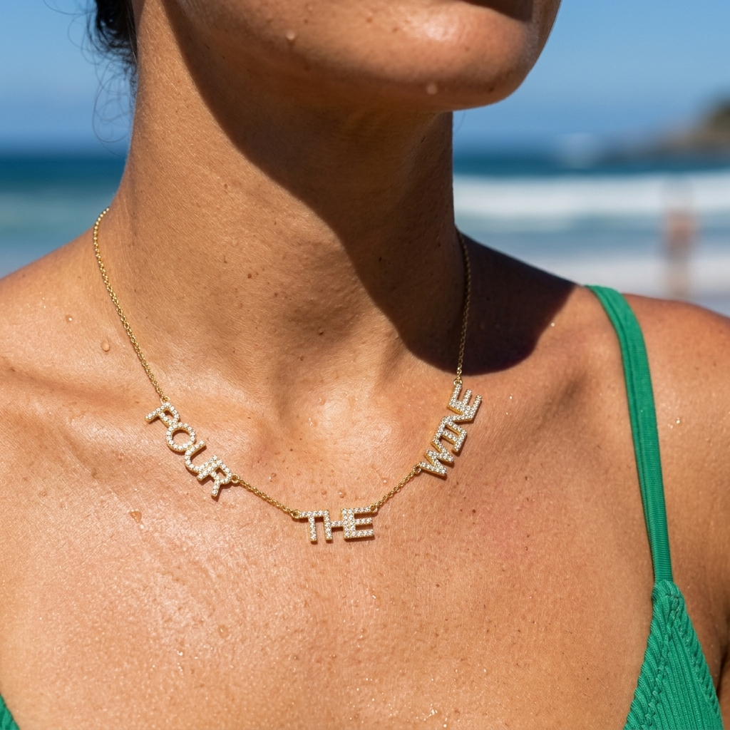 Pour The Wine CZ Necklace
