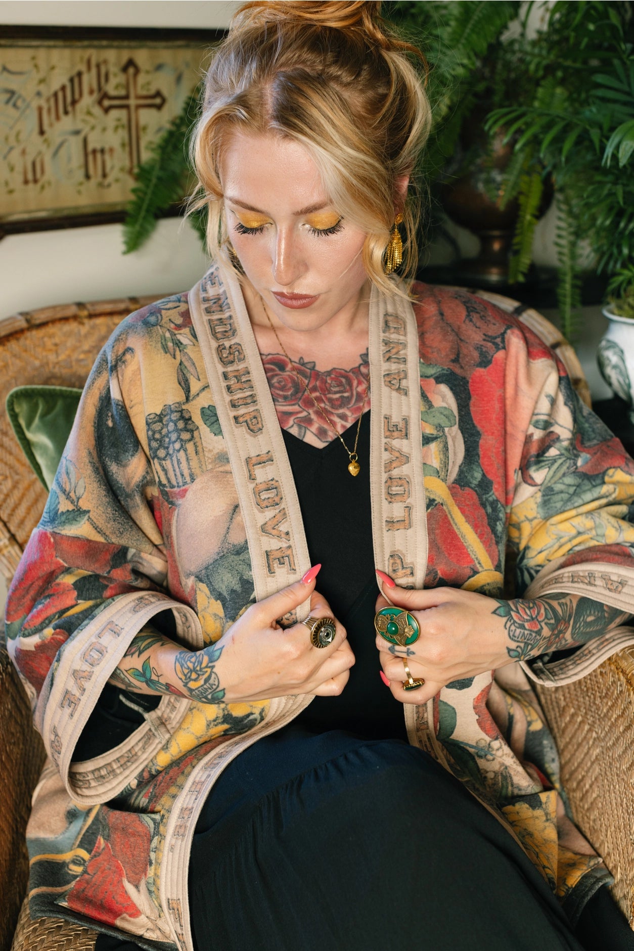 Friendship Love & Truth Fleece Cottage Cardigan Jacket
