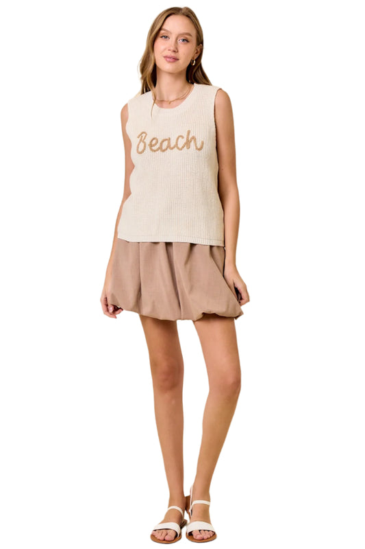 Round Neck Beach Sweater Tank Top