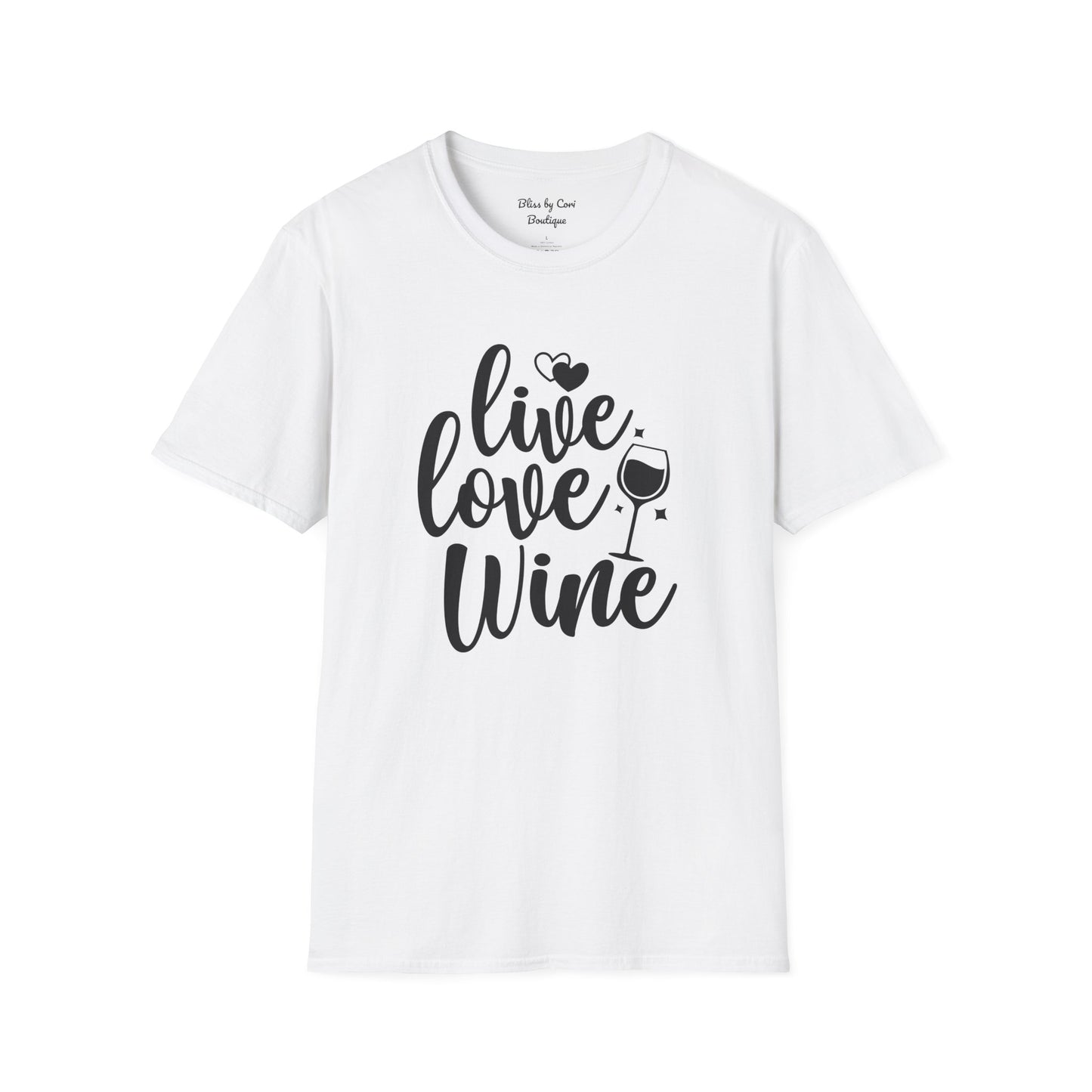 Live Love Wine Softstyle T-Shirt Available In 14 Colors