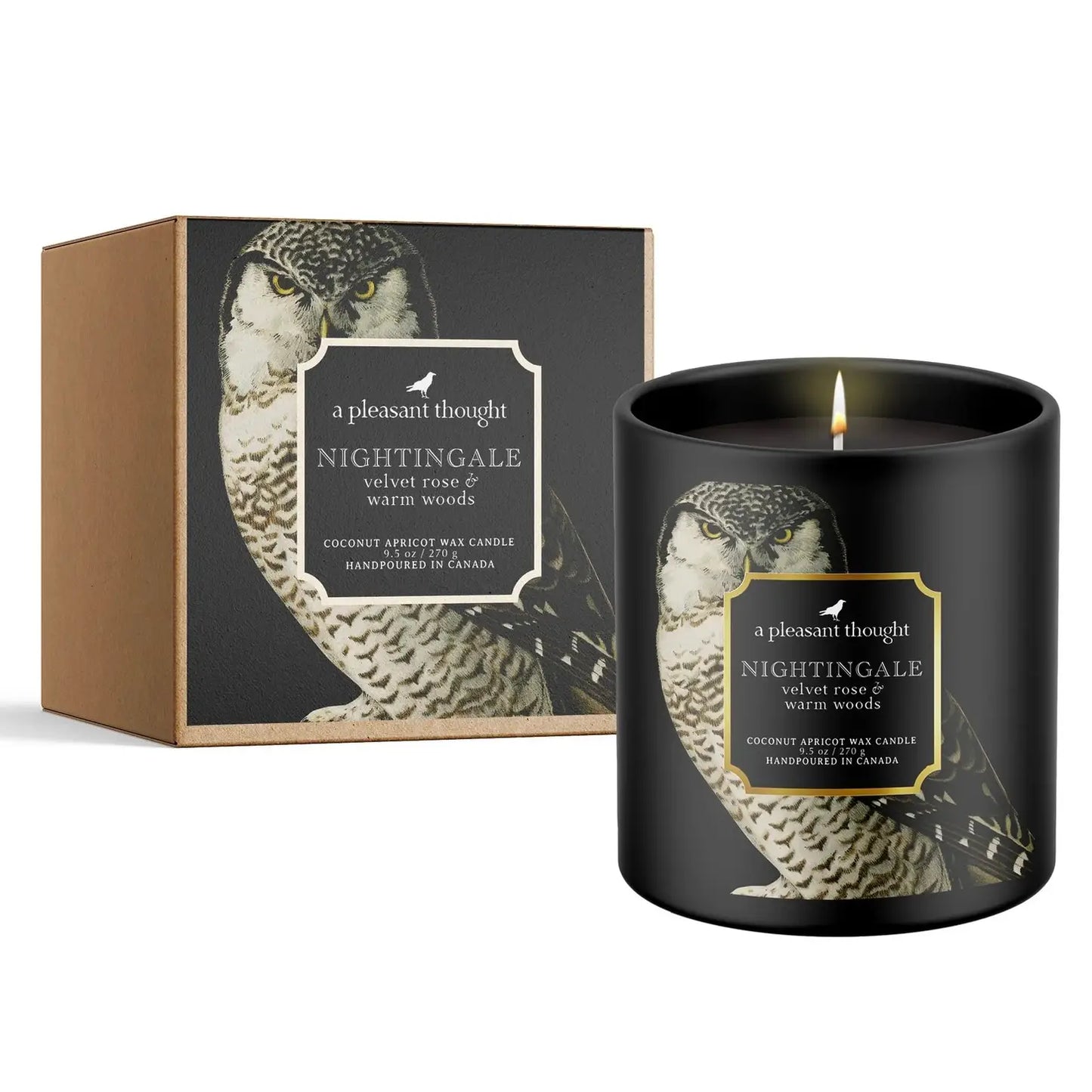 Nightingale | Velvet Rose & Warm Woods | Raven Candle -  A Pleasant Thought Candle Co