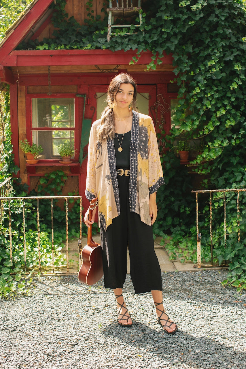 Market Of Stars Milk & Honey Bamboo Bohemian Kimono Cardigan with Belt