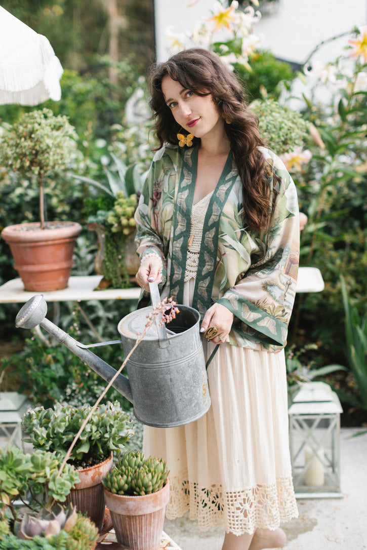 Fleur De Soleil Pixie Crop Kimono w/ Florals & Butterfly Pre-Order March 2026