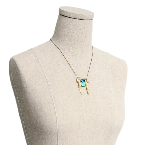 Handcrafted Turquoise Pendant Chain Necklace