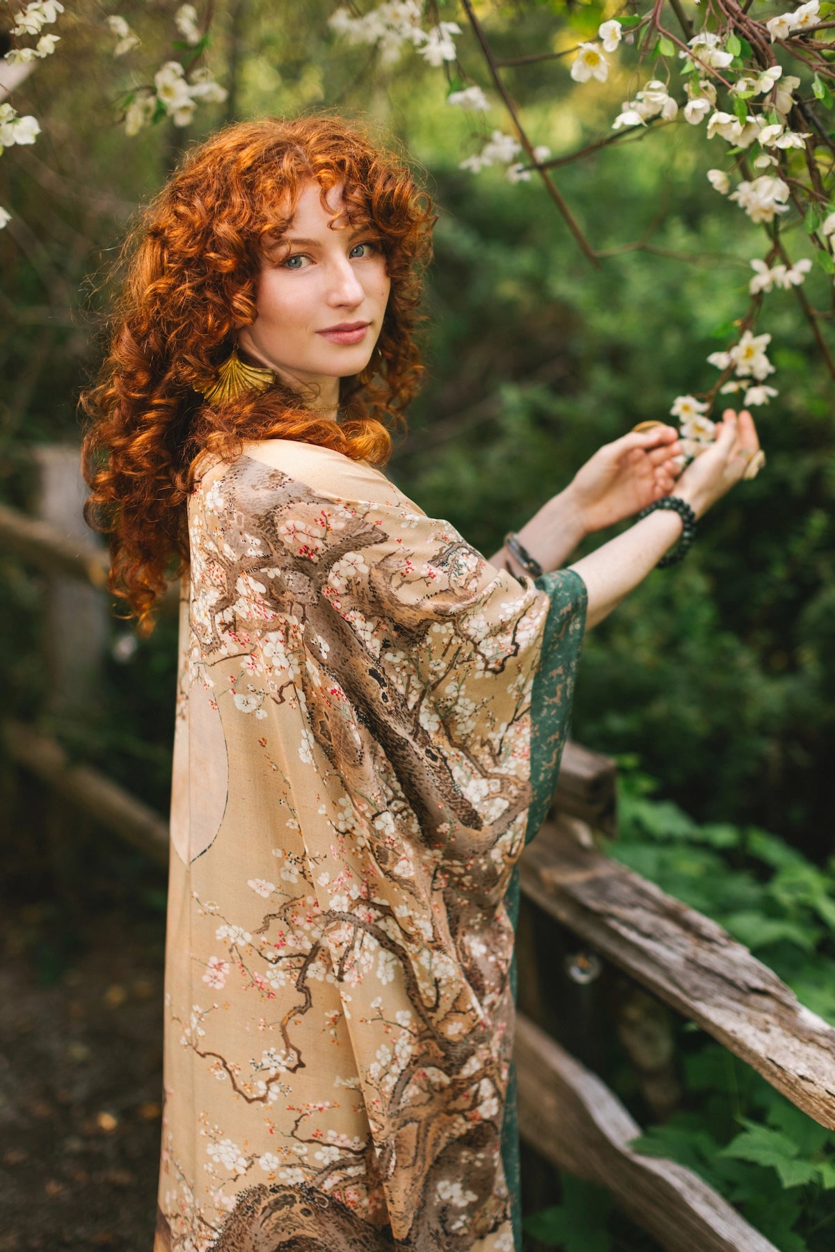 Fable Opera Duster Kimono Robe With Deer Moon & Blossom - Pre Order - Ships Late October 2025