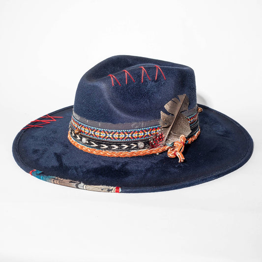 Top Quality Vegan Suede Hat - Coachella Cowgirl Navy