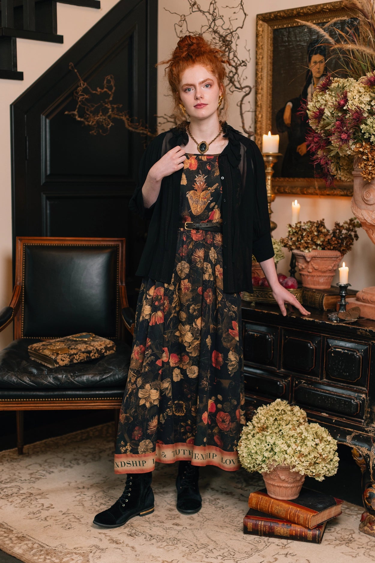 Heart of Gold Bohéme Long Maxi Slip Dress w/ Sacred Heart Pre-Order Ships In September
