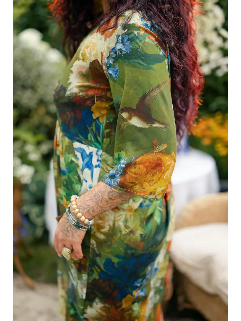Flora Poetica Artist Dress Tunic w/ Pockets & Floral Print