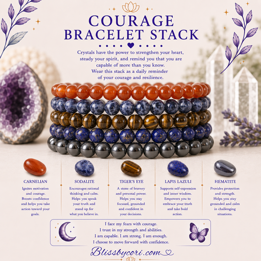Support & Empowerment For Courage Gemstone Bracelet Stack