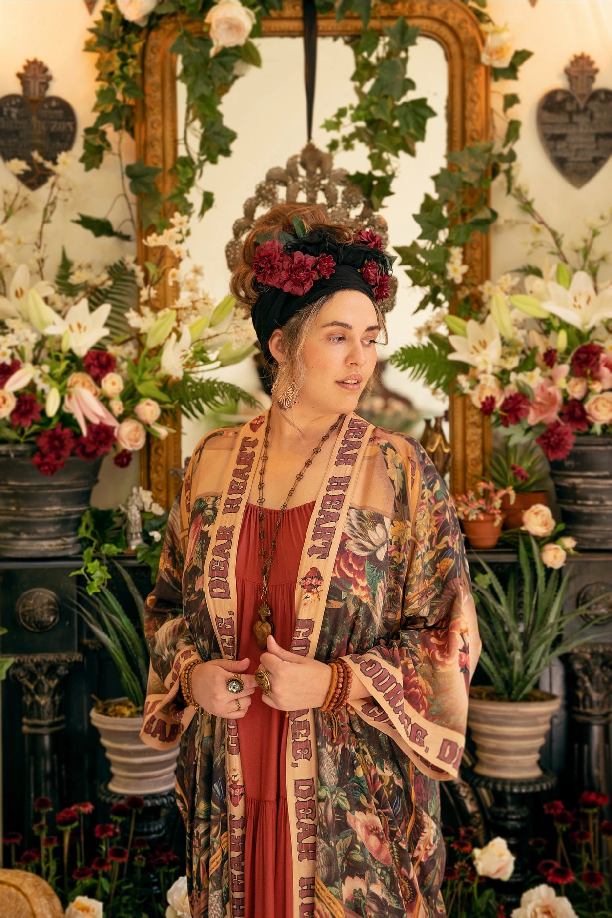 Courage Dear Heart Opera Duster Kimono Robe w/ Sacred Heart- Preorder Ships August 1 - 30th
