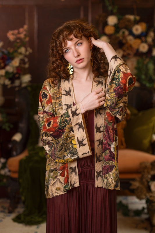 Golden Hour Pixie Duster Crop Kimono w/ Floral Print Pre-Order - Ships August 2026