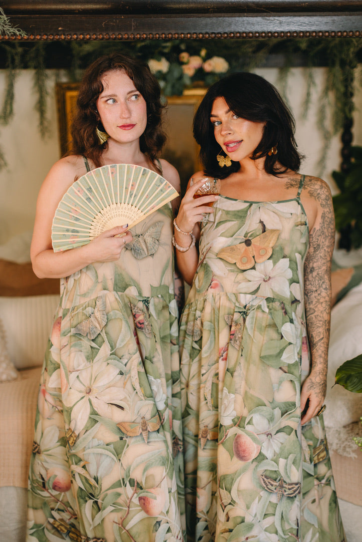 Fleur De Soleil Bohéme Long Maxi Slip Dress w/ Florals Pre-Order March 2026