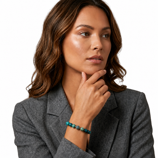 Blue Opal Beaded Bracelet Paired With A Sterling SIlver Natural Blue Topaz Bead