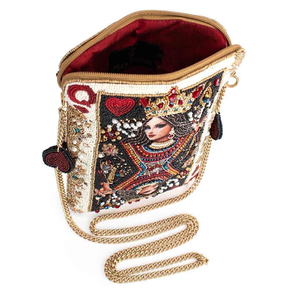 Mary Frances - The Queen Beaded Queen Playing Card Mini Crossbody Clutch