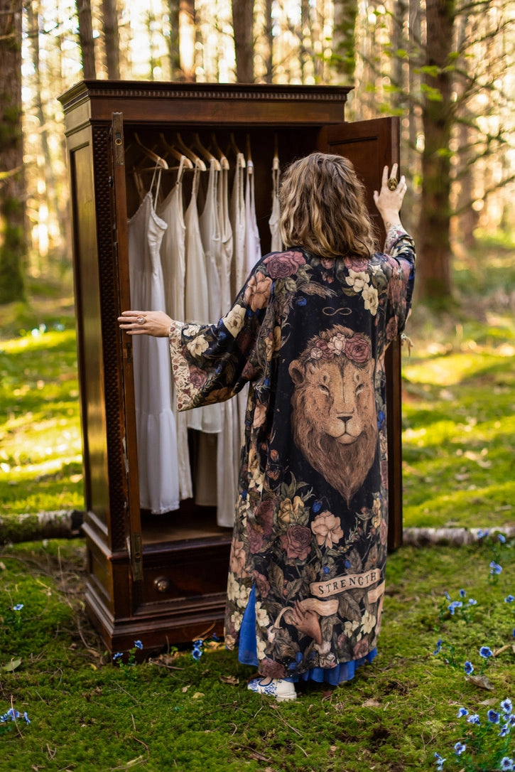 Lionheart Opera Duster w/ Botanicals & Narnia Inspired Print - Pre Order - Ships in March 2026