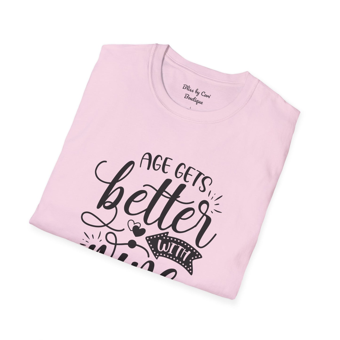 Age gets Better With Wine Softstyle T-Shirt Available In 14 Colors