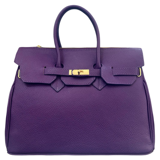 Purple Italian Dollaro Leather Handbag