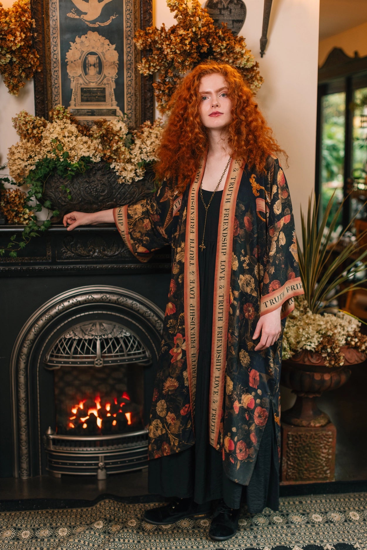 Heart of Gold Opera Duster Kimono Robe w/ Sacred Heart Pre-Order Ships In September